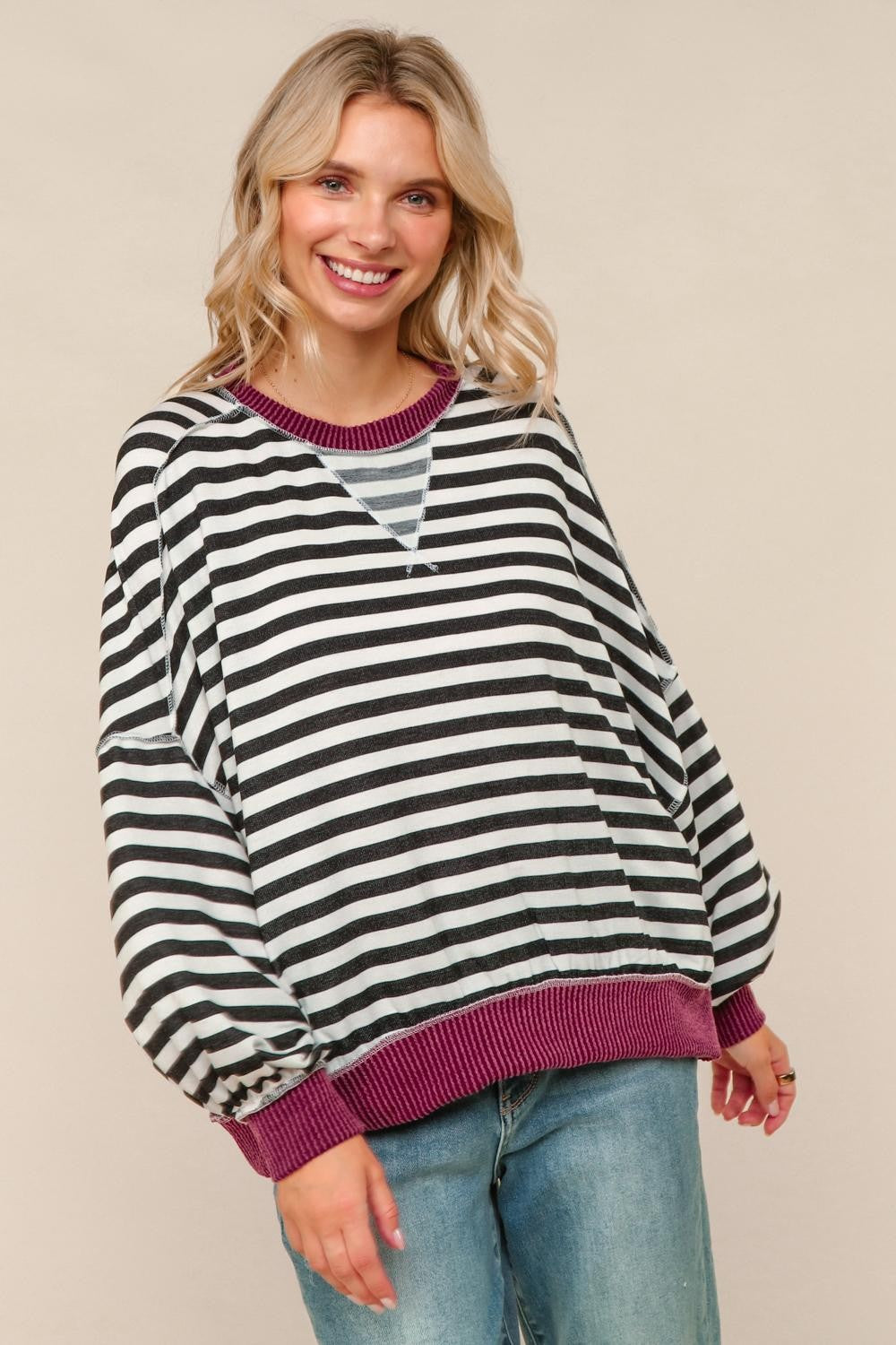 Crew Neck Striped Pullover