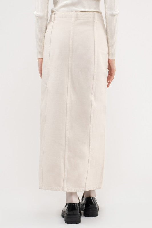 FRONT SLIT DENIM MAXI DRESS