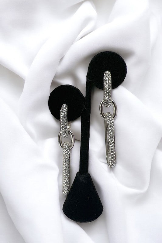 EXTRA LARGE RHINTESTONE CHAIN EARRINGS