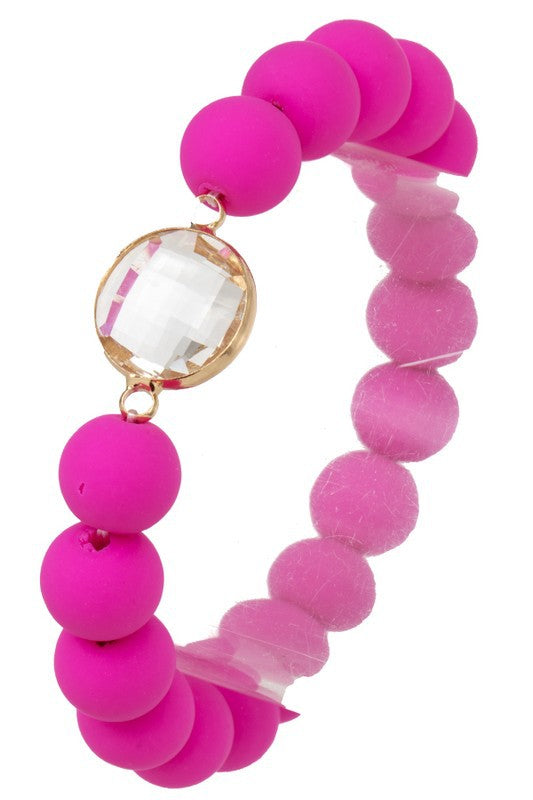 CLAY BEAD GEM ACCENT BRACELET
