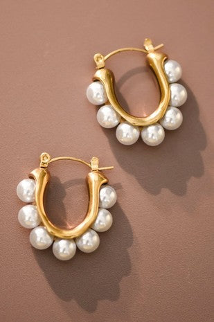 Gold hoops WIth Pearl Outline