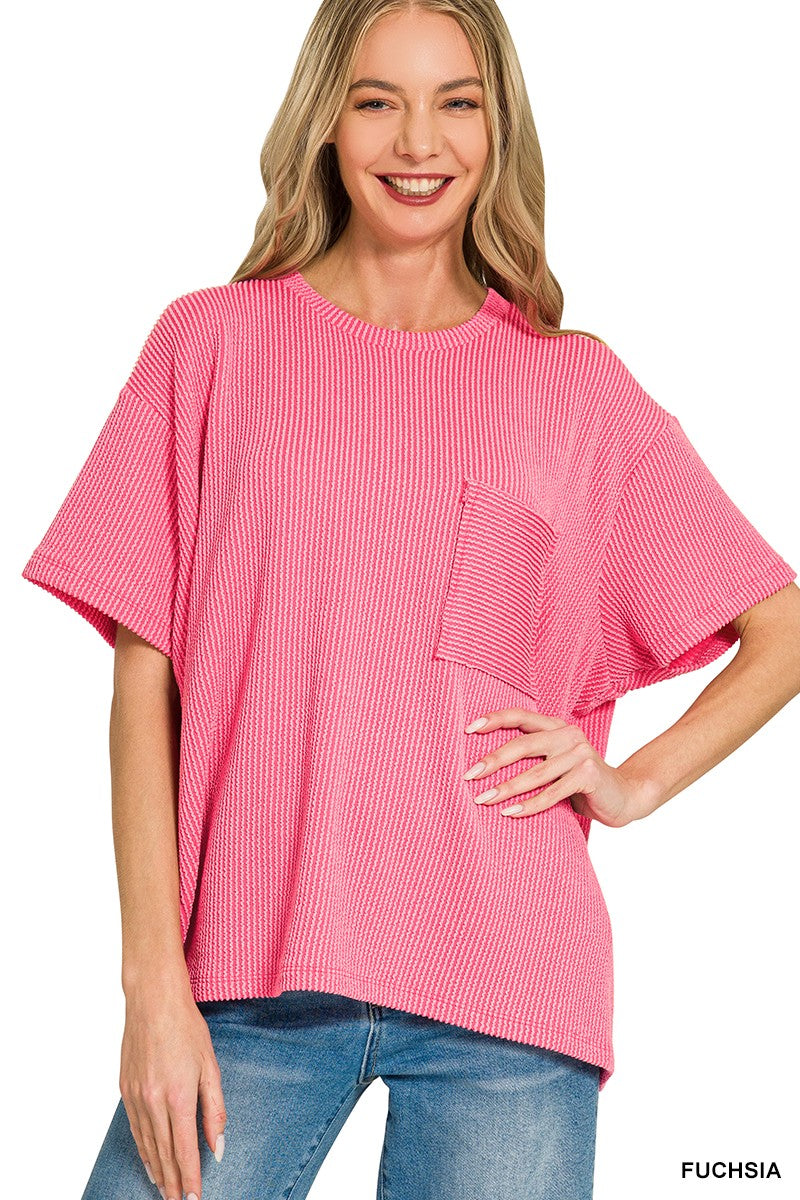 Rib Short Sleeve Top