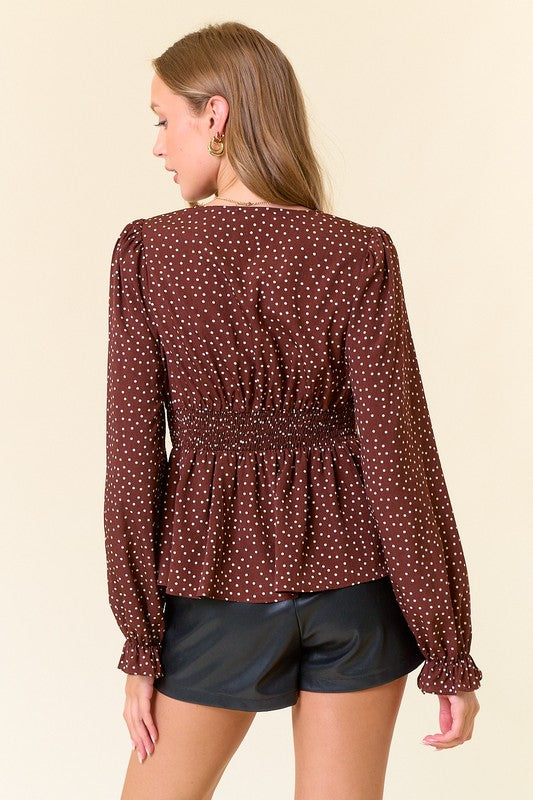 POLKA DOT V NECK TOP