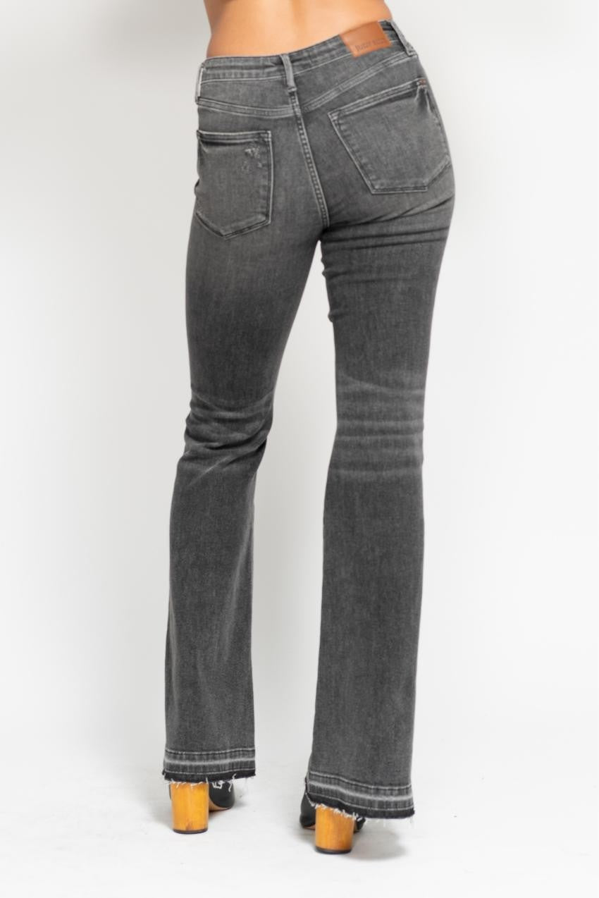 Washed Gray Release Hem Flare Jeans