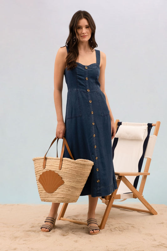 Button Down Sleeveless Maxi Dress