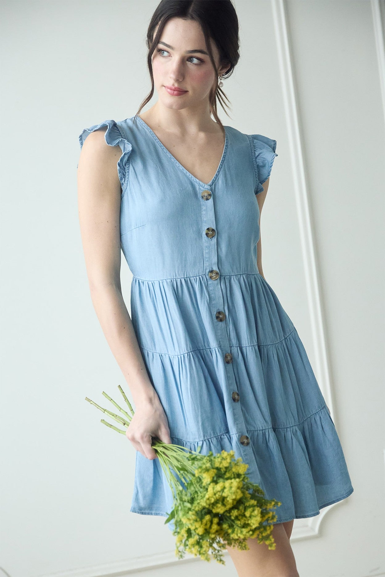 Chambray Mini Dress – The Studio Princeton Chambray Mini Dress – The Studio Princeton