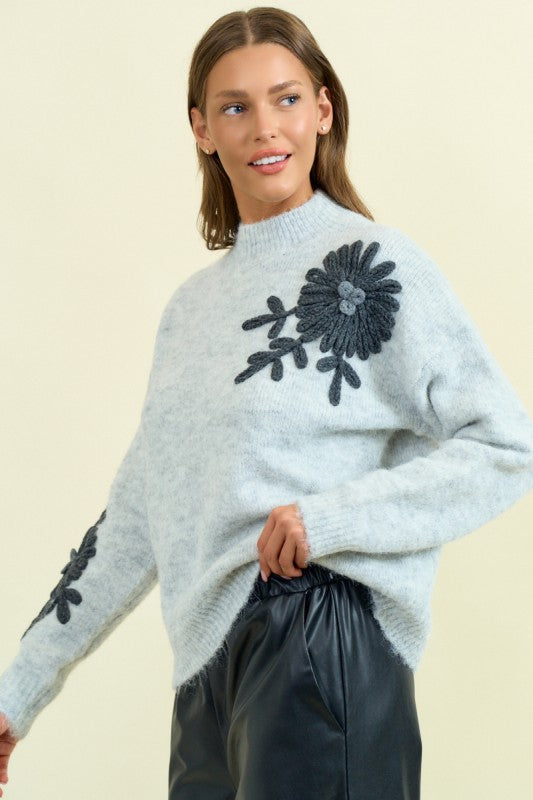 Heather Floral Sweater