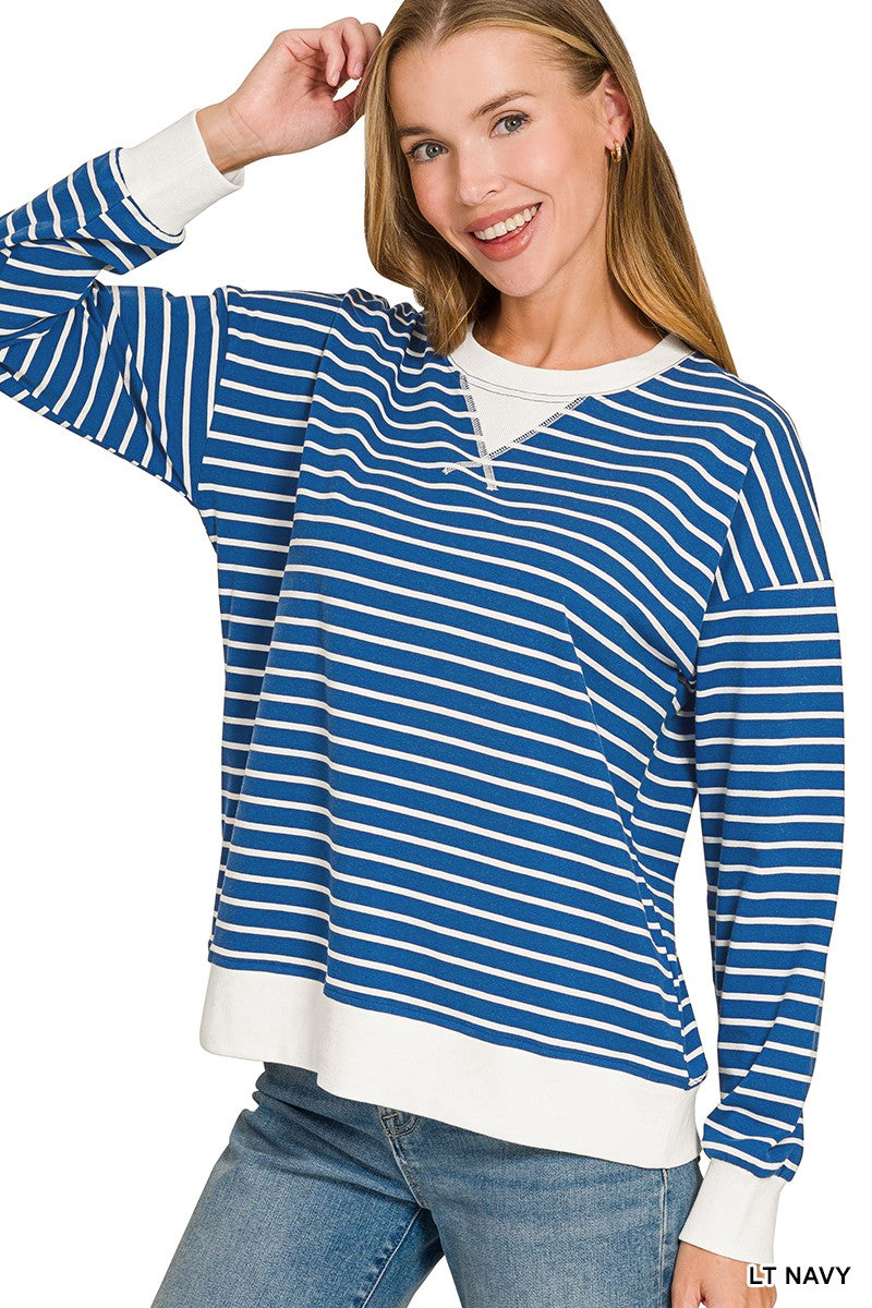 Striped Banded Long Sleeve Top