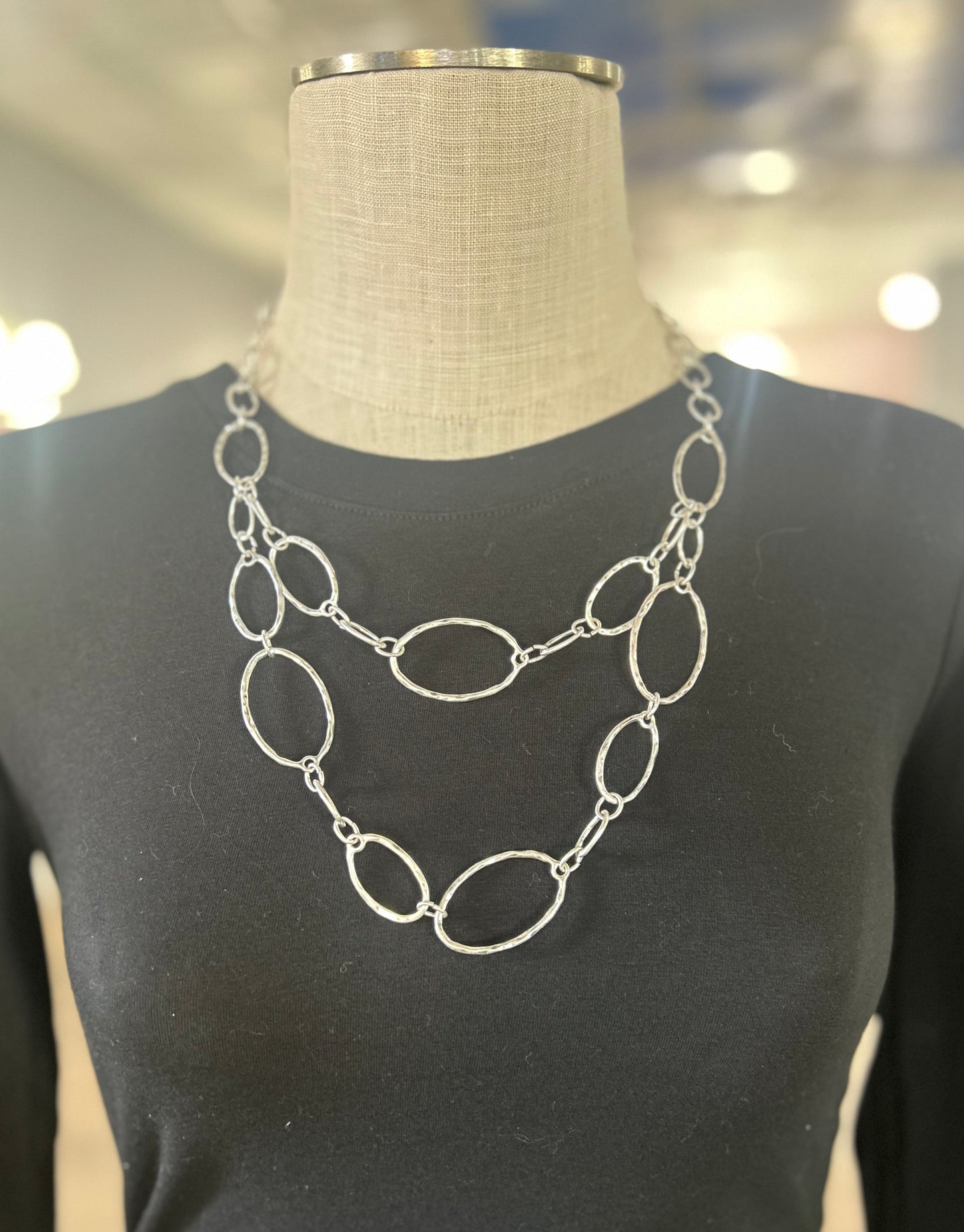 DOUBLE CHAINED HOOP NECKLACE
