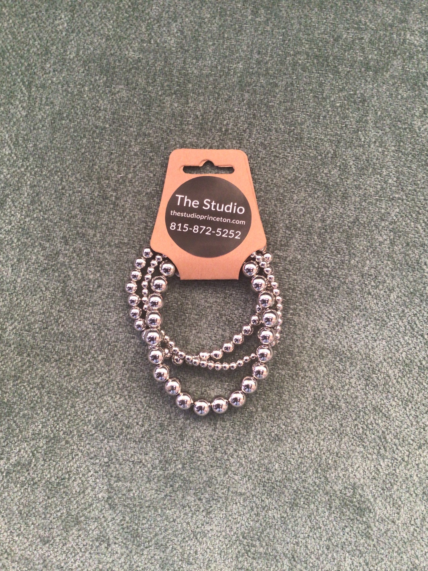 Silver Beaded Bracelet-3pc
