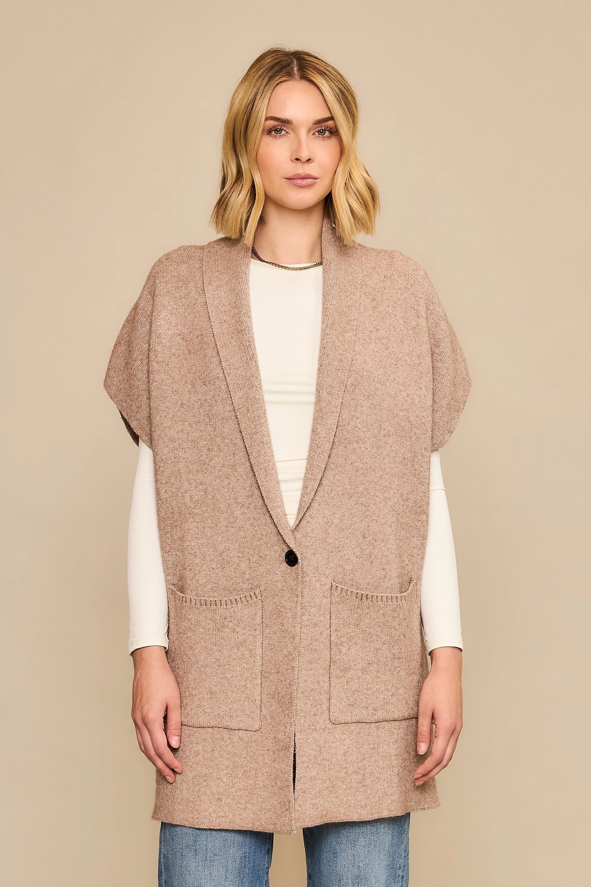 Sleeveless Knit Cardigan