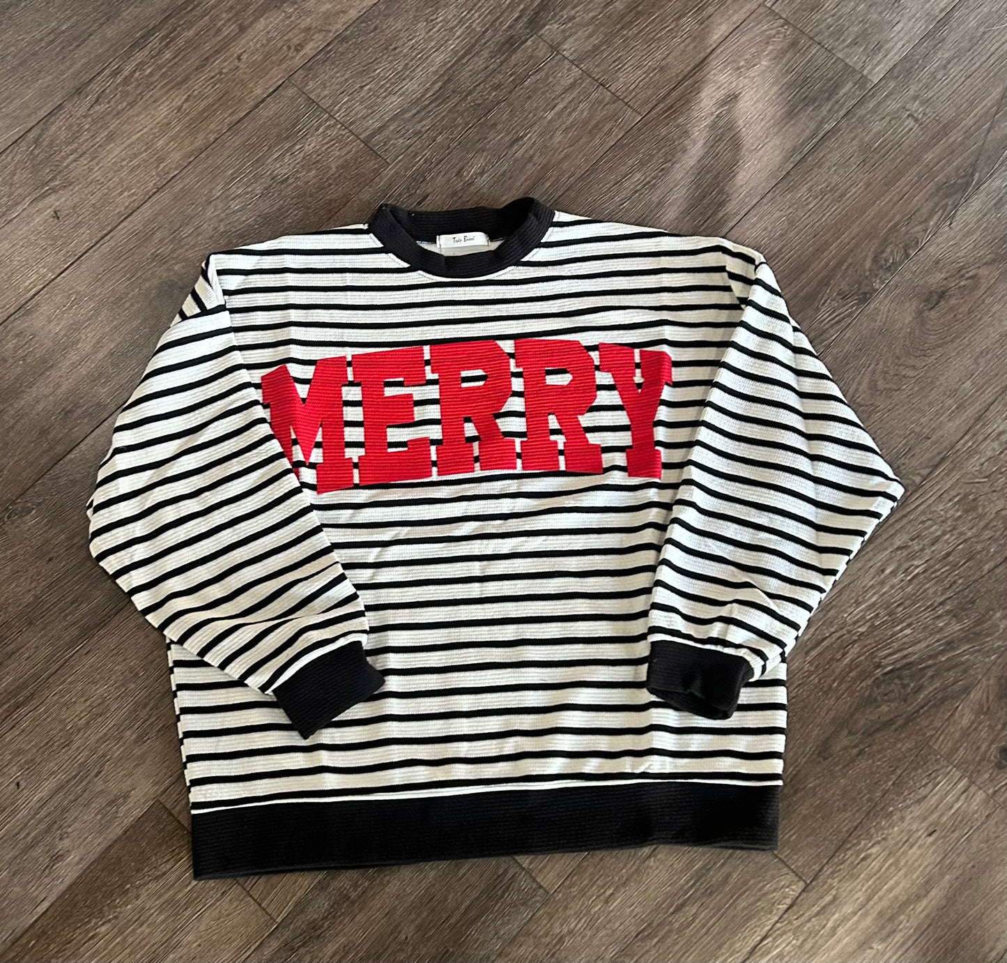 “Merry” Striped Sweatshirt