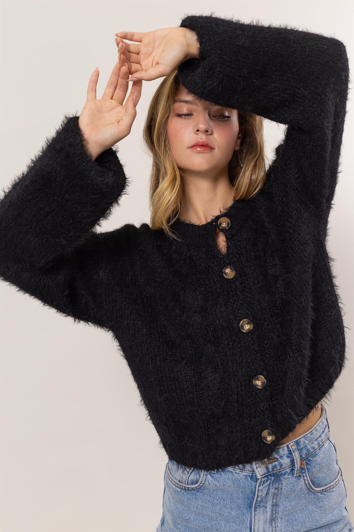 DROP SHOULDER CROPPED CARDIGAN