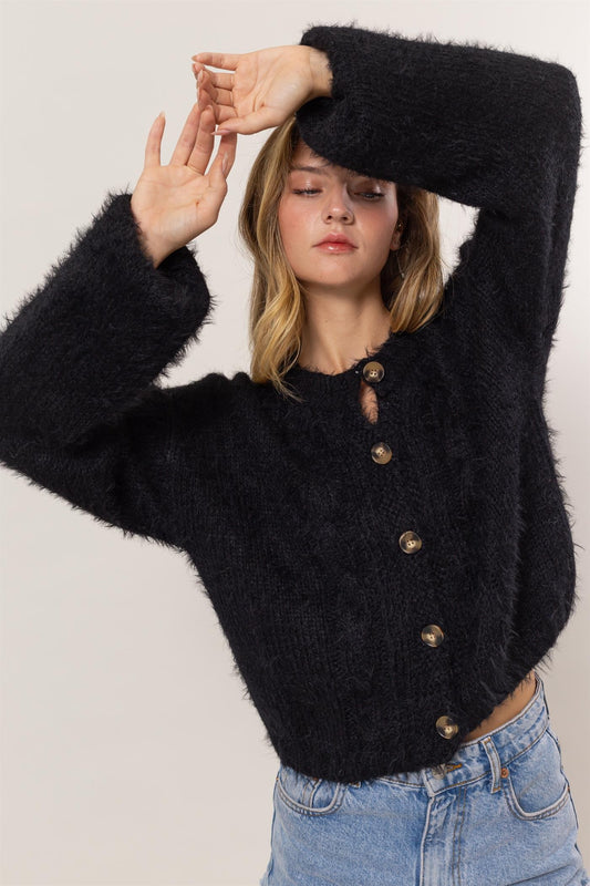 DROP SHOULDER CROPPED CARDIGAN
