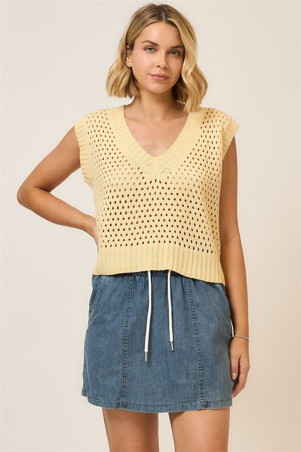 Butter yellow knit vest