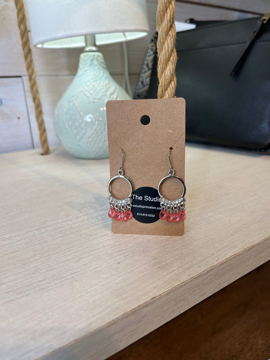 Bedazzled Earrings with Pink Details