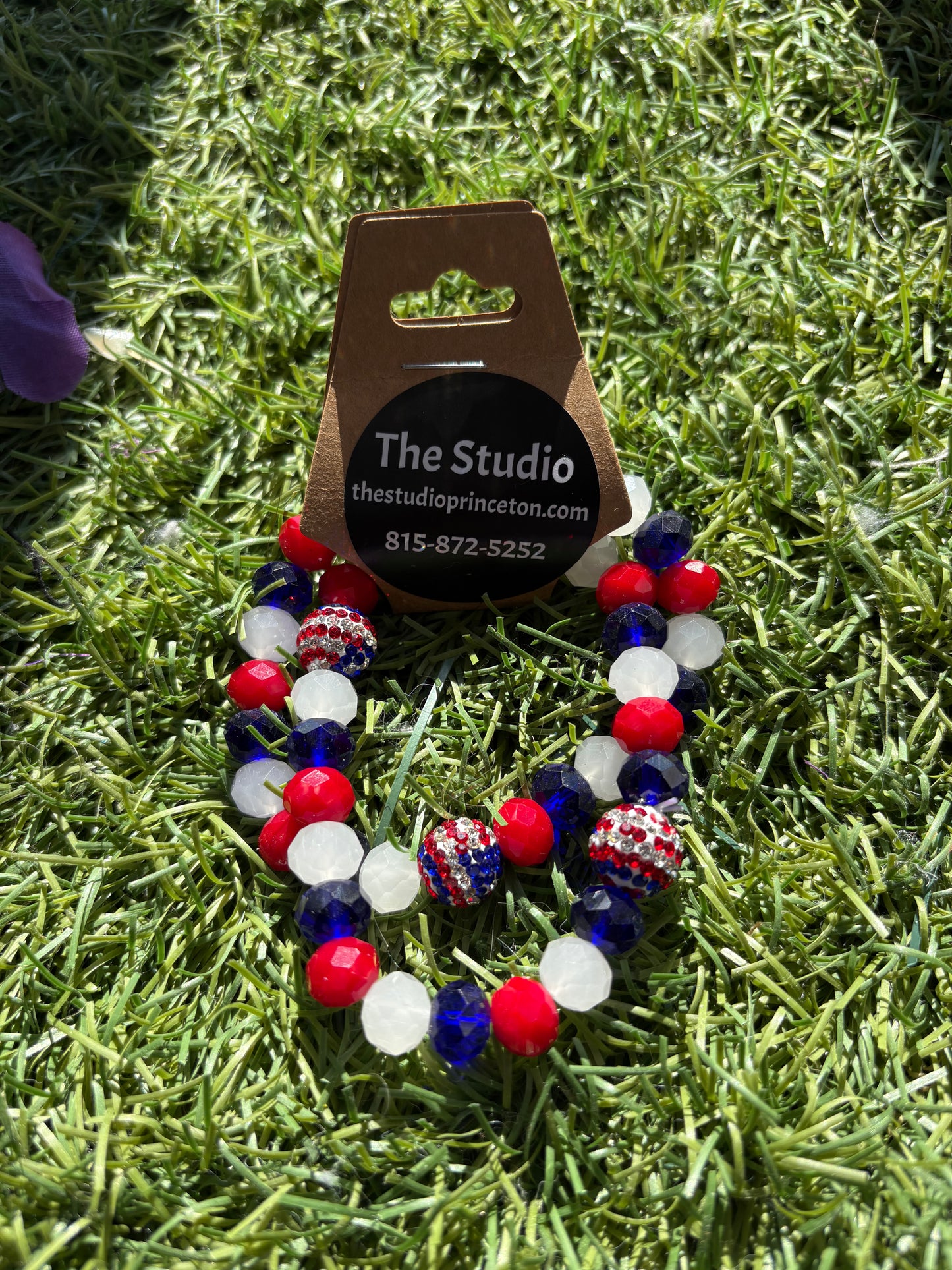 American Flag Shamballa Ball Bracelets- 2pc