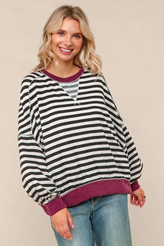Crew Neck Striped Pullover