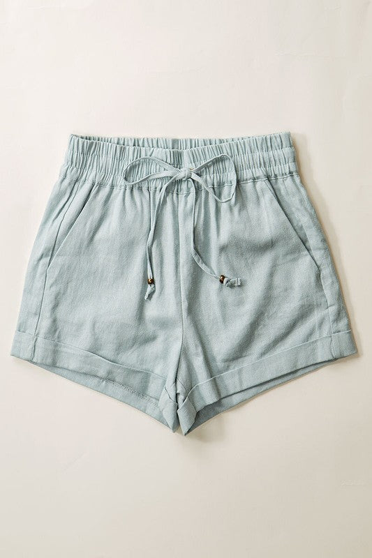 Linen Style Shorts with String Ties & Pockets