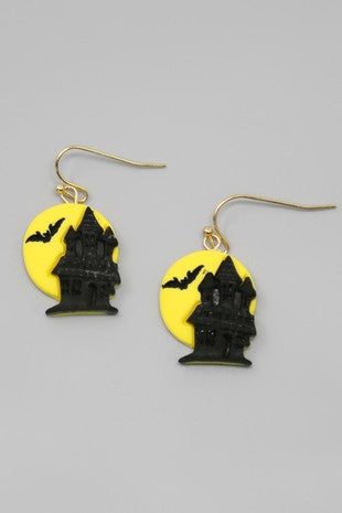 HALLOWEEN HAUNTED HOUSE CLAY DROP EARRINGS