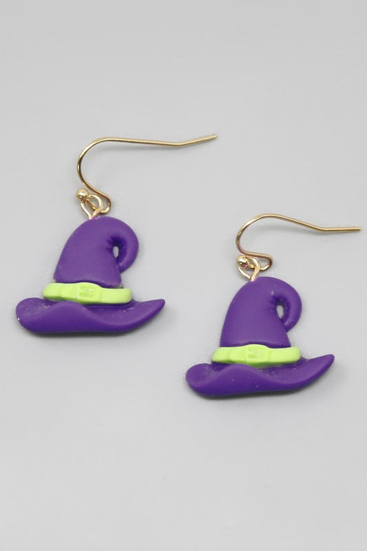 SMALL CLAY WITCH HAT EARRINGS