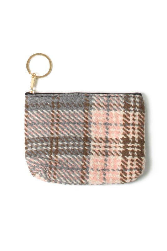 PLAID PATTERN COIN PURSE