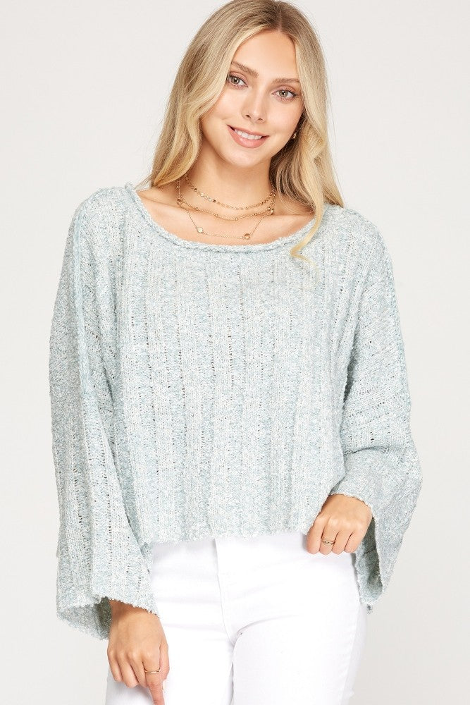 TWO TONED KNIT SWEATER TOP