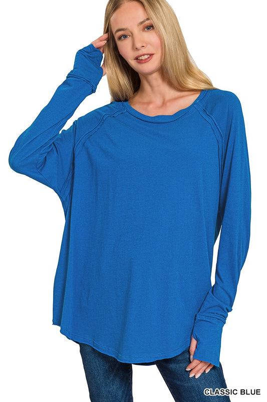 Cotton Raglan Sleeve Thumbhole Top