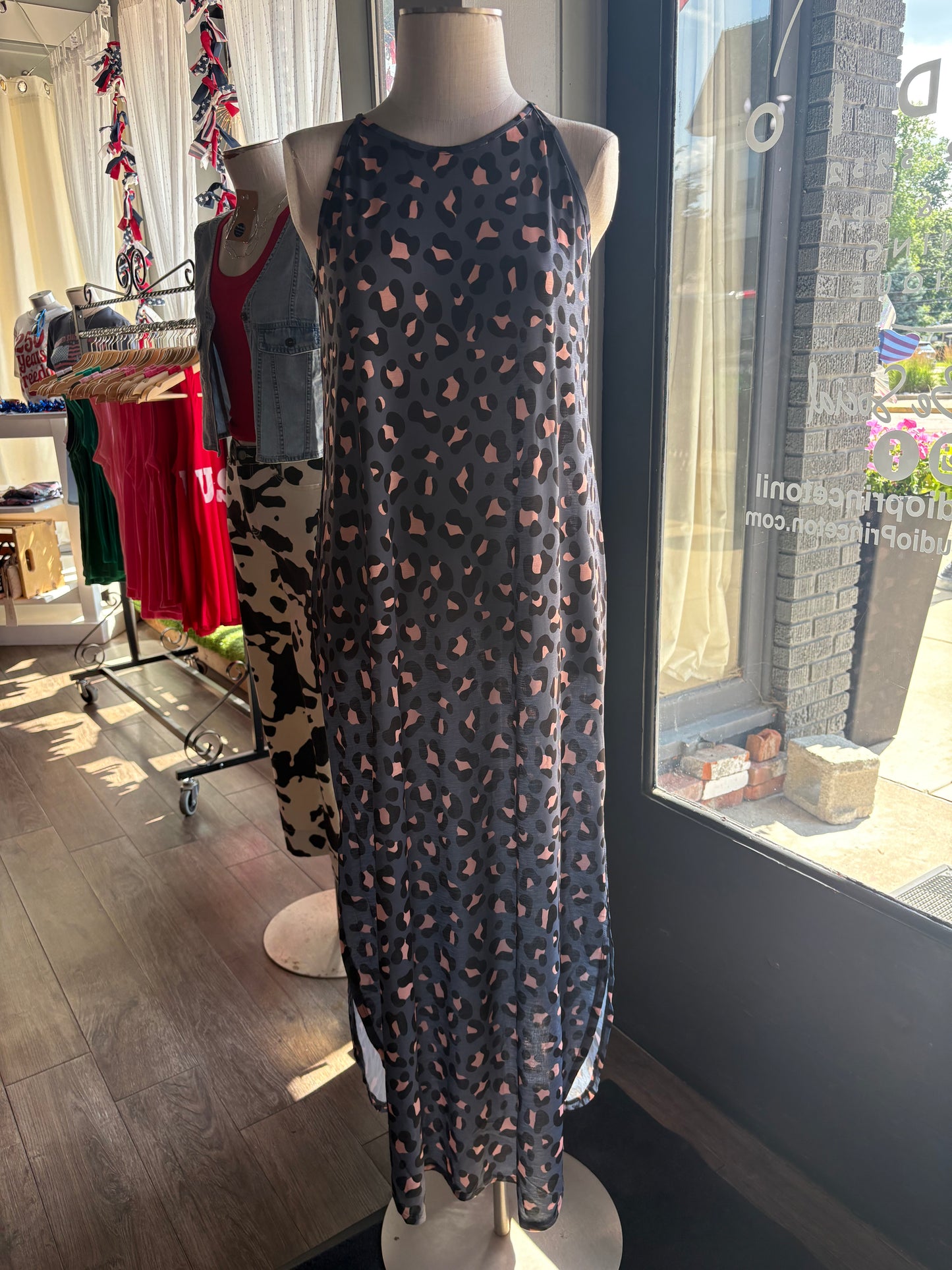 Animal Maxi Dress With Side Pocket