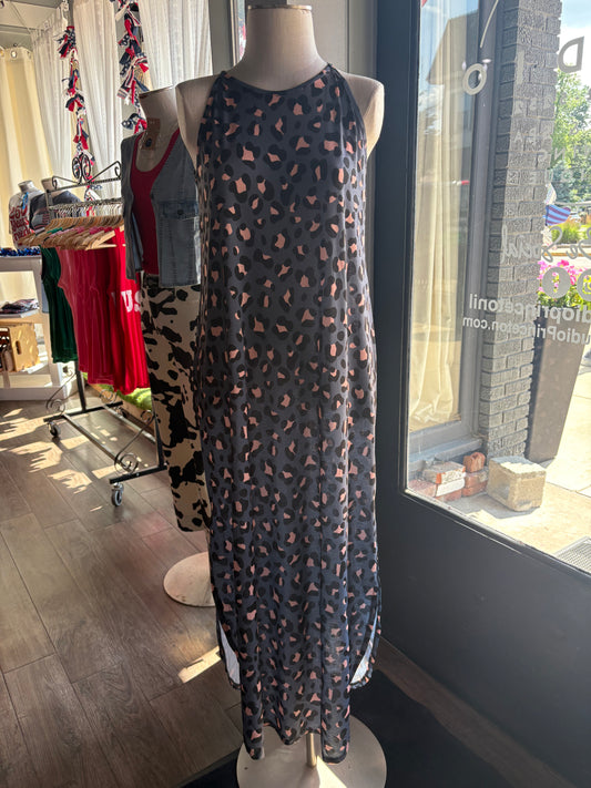 Animal Maxi Dress With Side Pocket