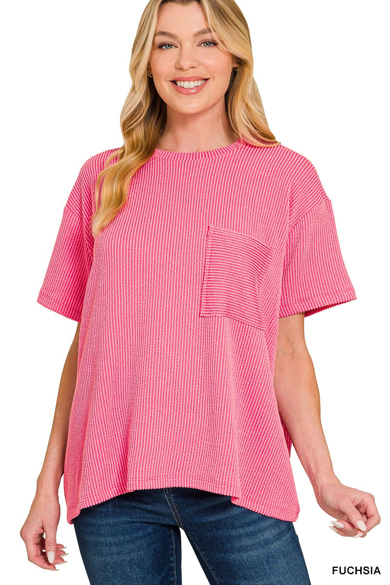 Rib Short Sleeve Top