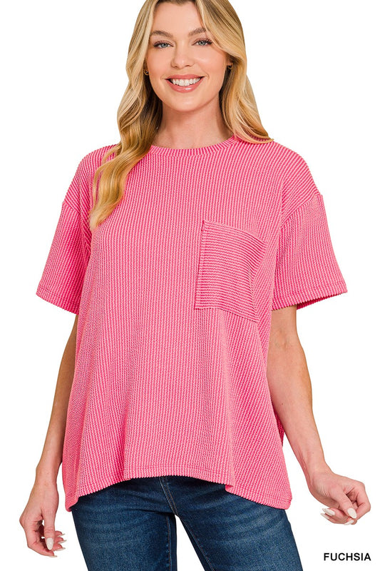 Rib Short Sleeve Top