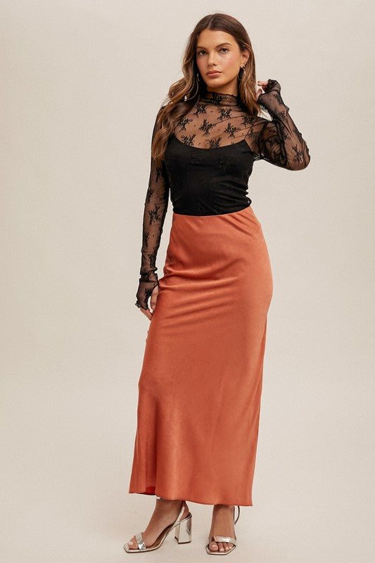 Crinkle Skin Maxi Skirt