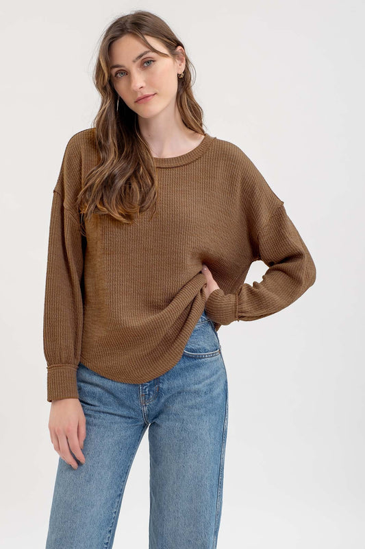 DROP SHOULDER LONG SLEEVE SWEATER