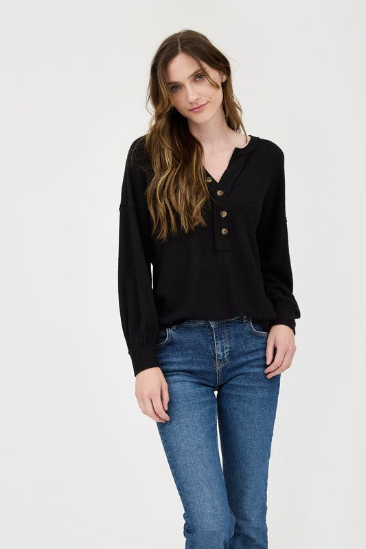 HALF BUTTON LONG SLEEVE