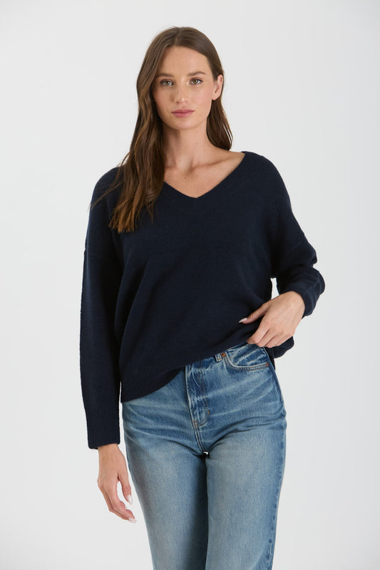 V NECK DROP SHOULDER SWEATER