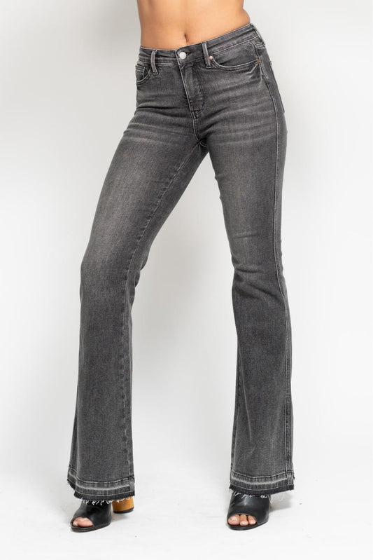 Washed Gray Release Hem Flare Jeans