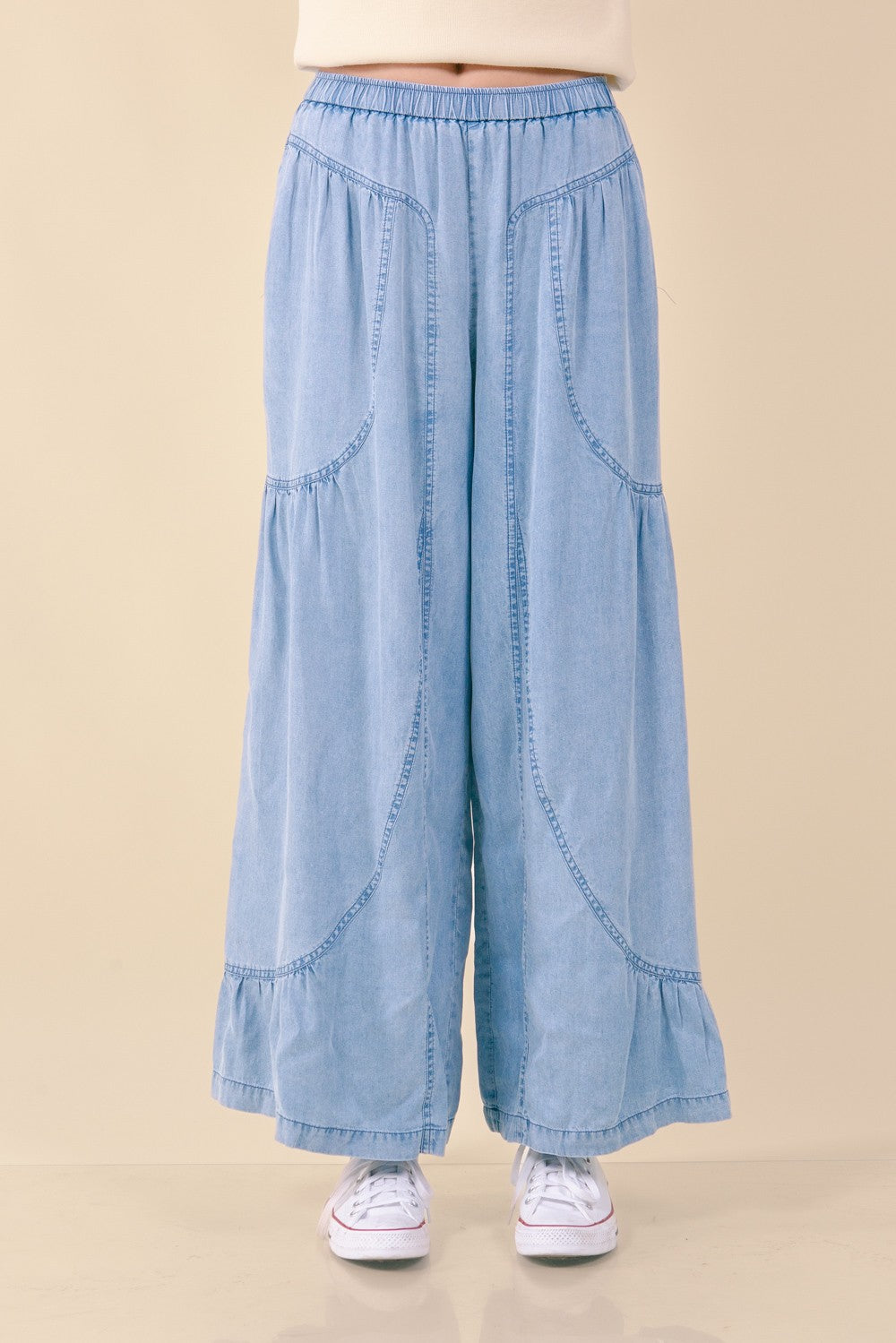 WASHED WIDE LEG PANTS