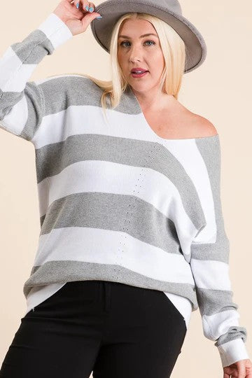 STRIPE V-NECK SWEATER