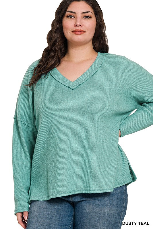 Ribbed V-Neck Top