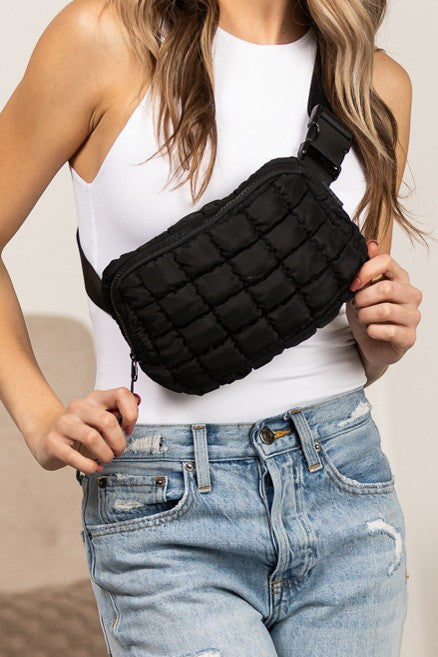 Quilted Puffer Sling Belt Bag