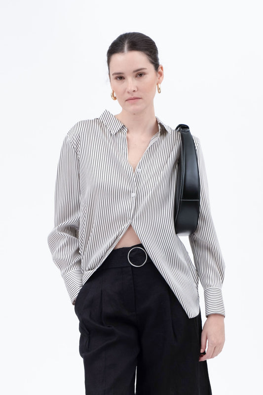 Pinstripe Button Up Woven Top