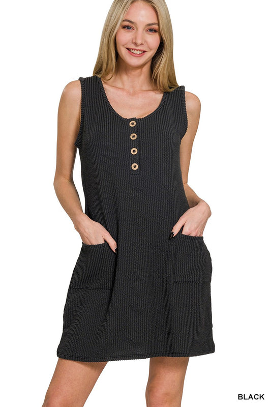 Corded Rib Mini Dress W/pockets
