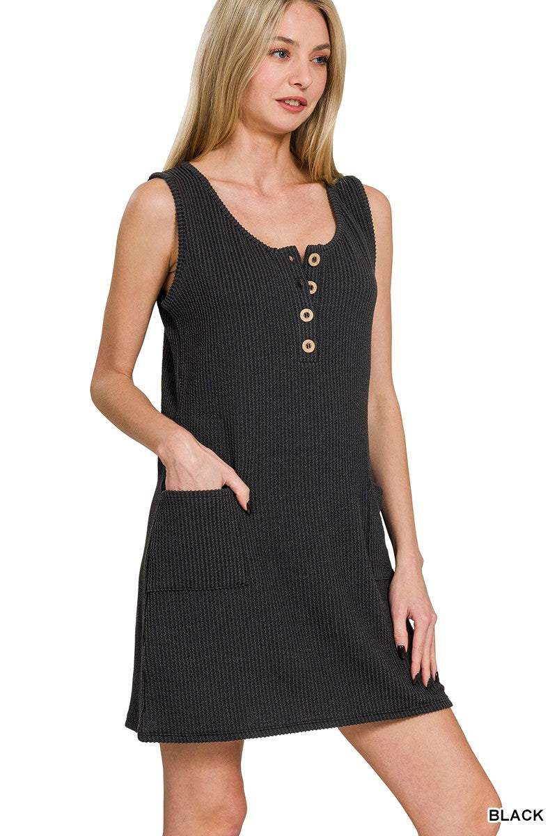 Corded Rib Mini Dress W/pockets