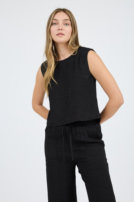 Back Button Sleeveless Top