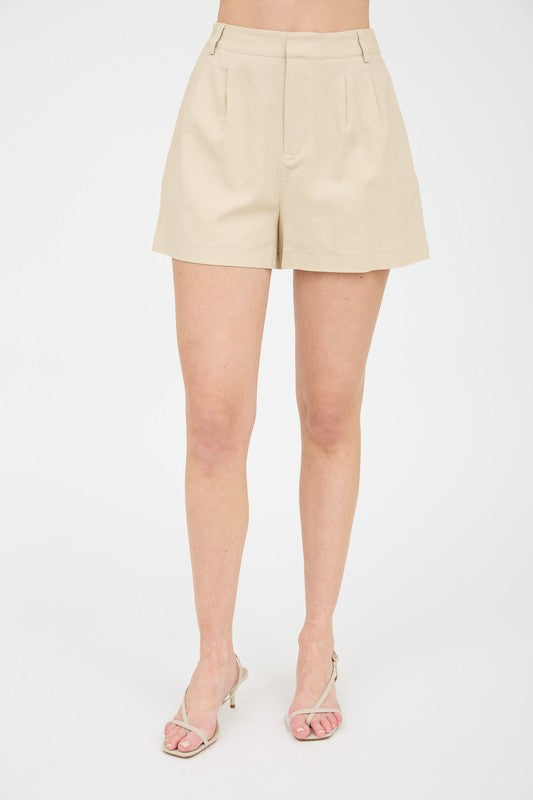 High Waist Front Pleat Shorts