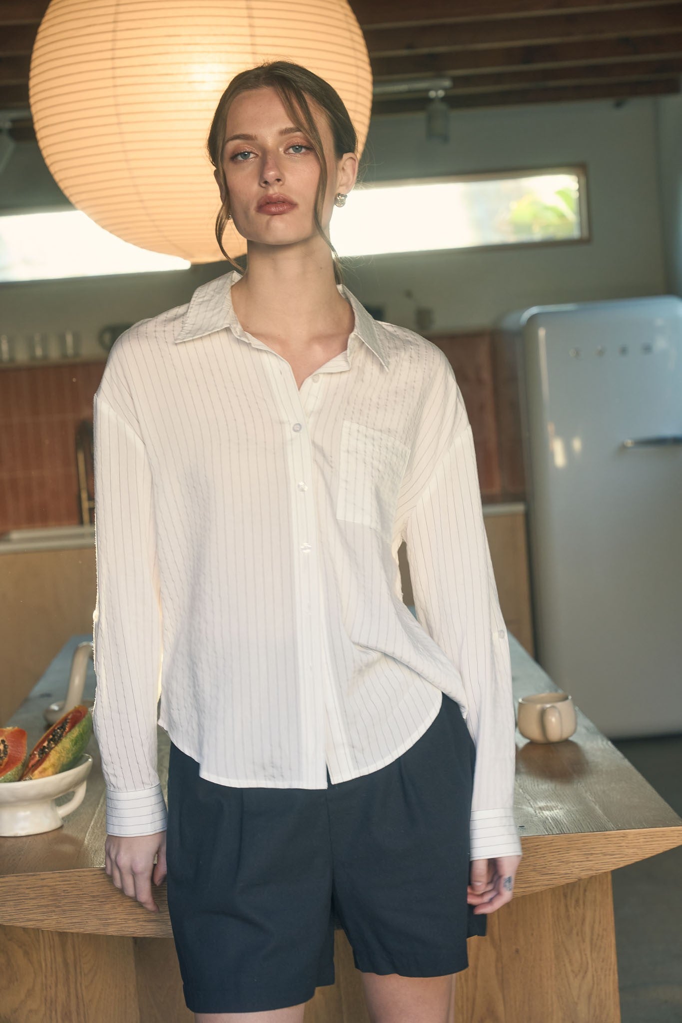 High Waist Front Pleat Shorts