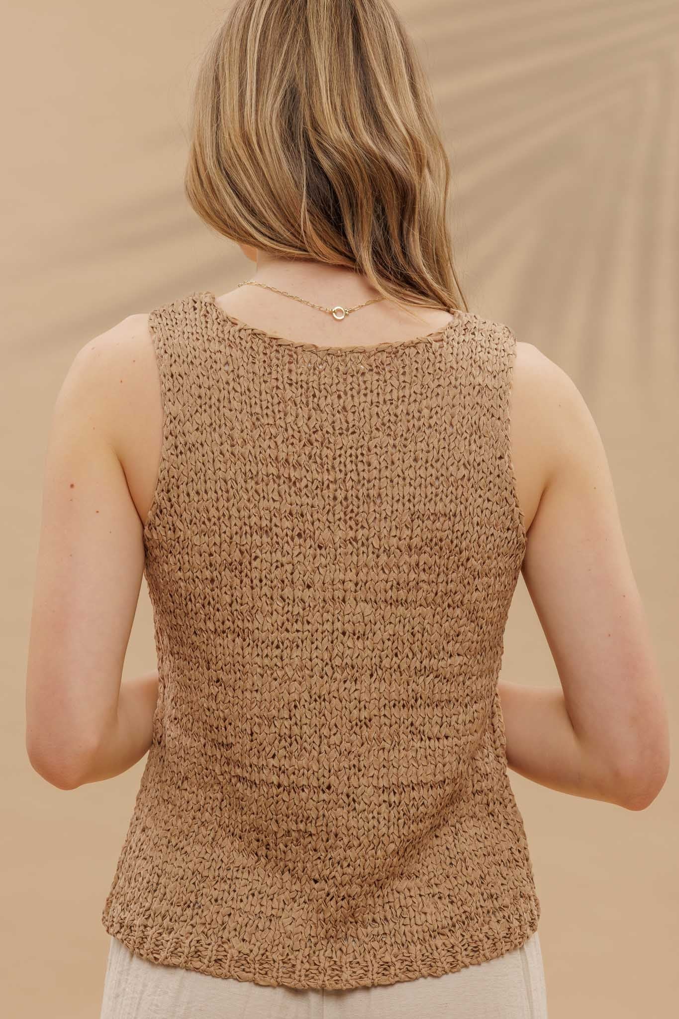 Square Button Front Split Neck Cardigan Vest