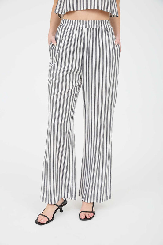 Stripe Linen Wide Leg Pants