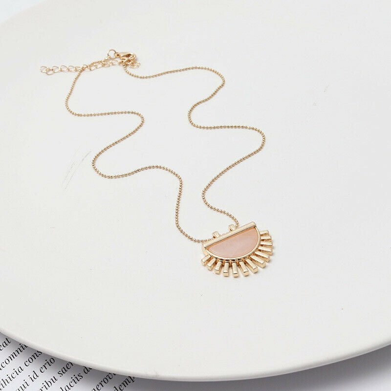 Pink Gold Natural Stone Necklace